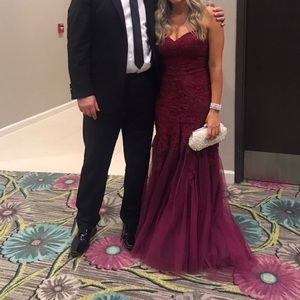 Burgundy Lace Mermaid Gown